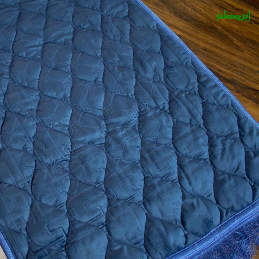 Blue Val-vet Foam Quilted Jai namaz / Prayer Rug / Prayer Mat New Embossed Large Sized